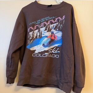 brown ski cotton on crewneck